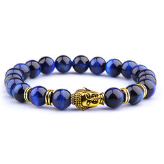 Buddha Head Elastic Charm Beads Gemstone Bracelet