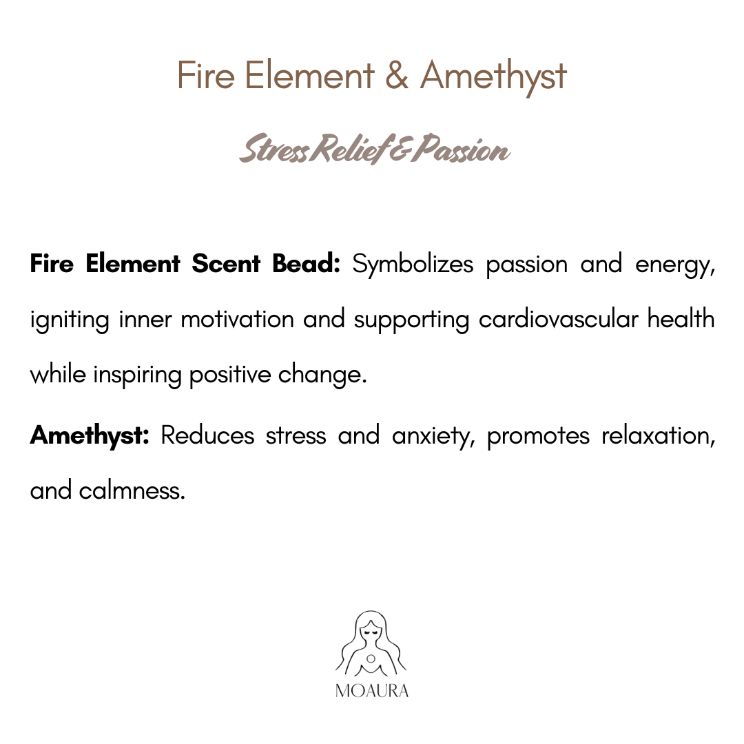 Aromatic Fire Element & Amethyst Bracelet Fengshui Yinyang Bracelet