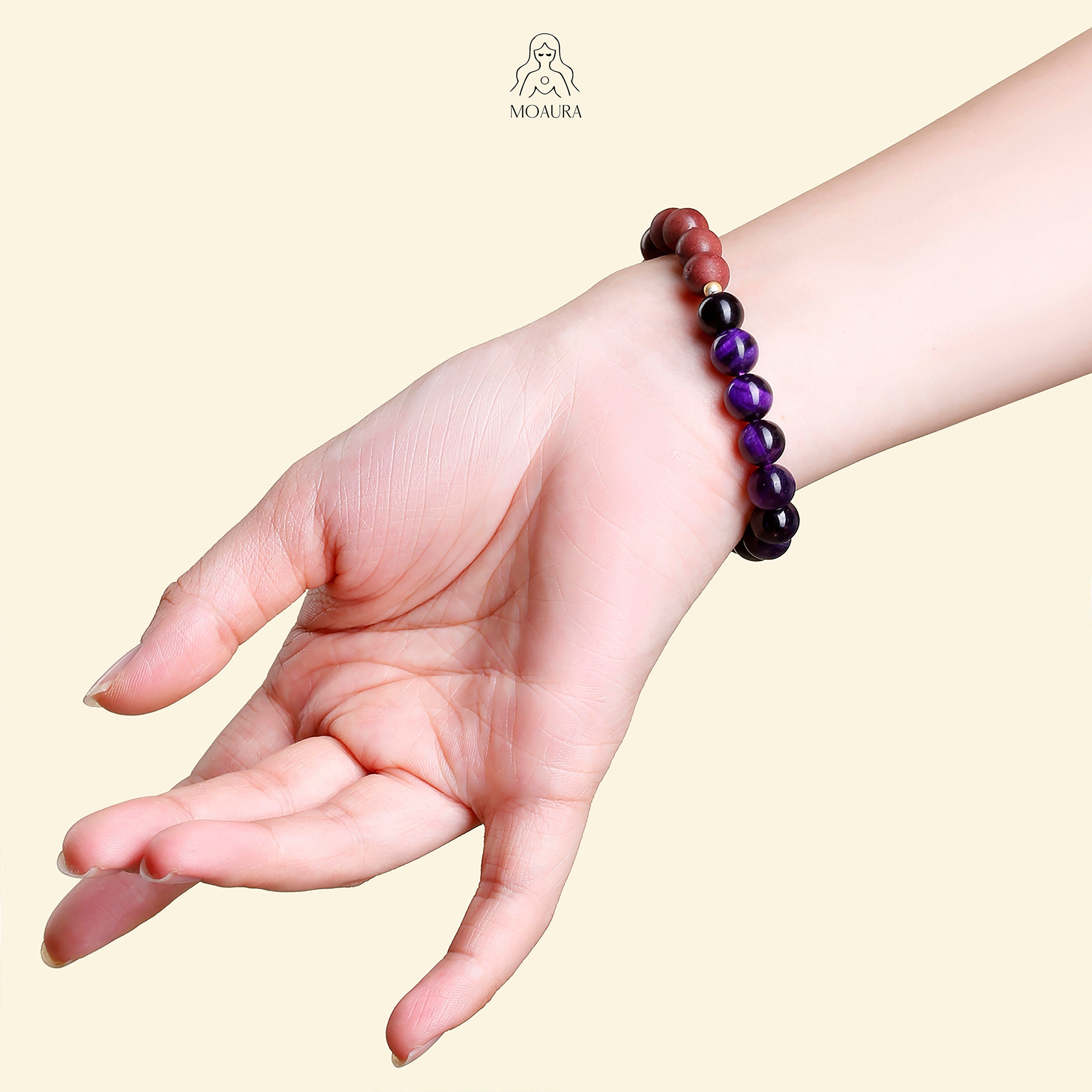 Aromatic Fire Element & Amethyst Bracelet Fengshui Yinyang Bracelet