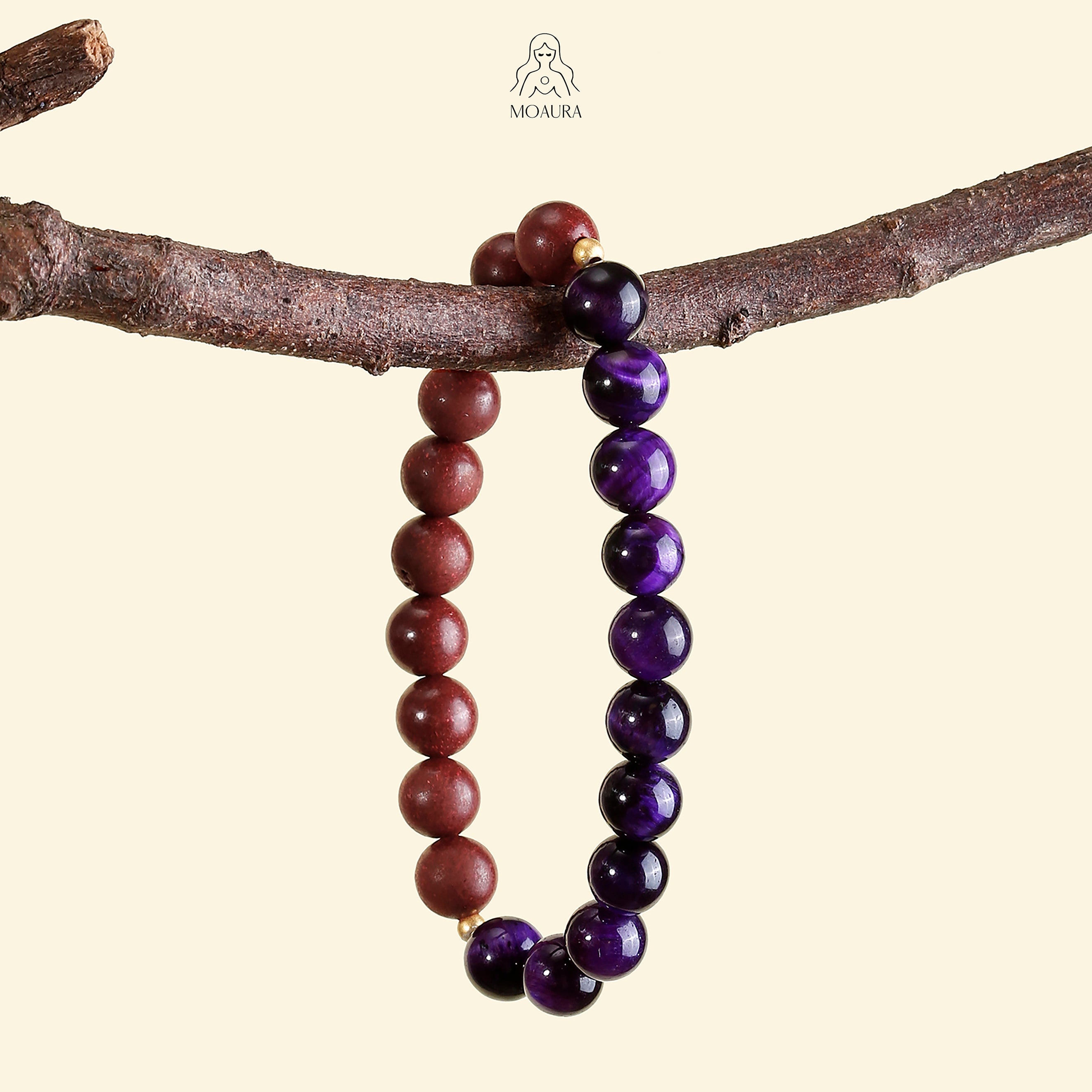 Aromatic Fire Element & Amethyst Bracelet Fengshui Yinyang Bracelet