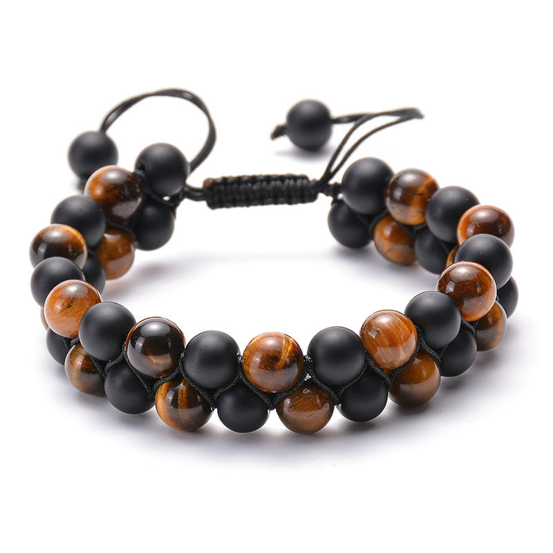 Tiger Eye Couple Bracelets Matte Black Agate Beads Bracelet