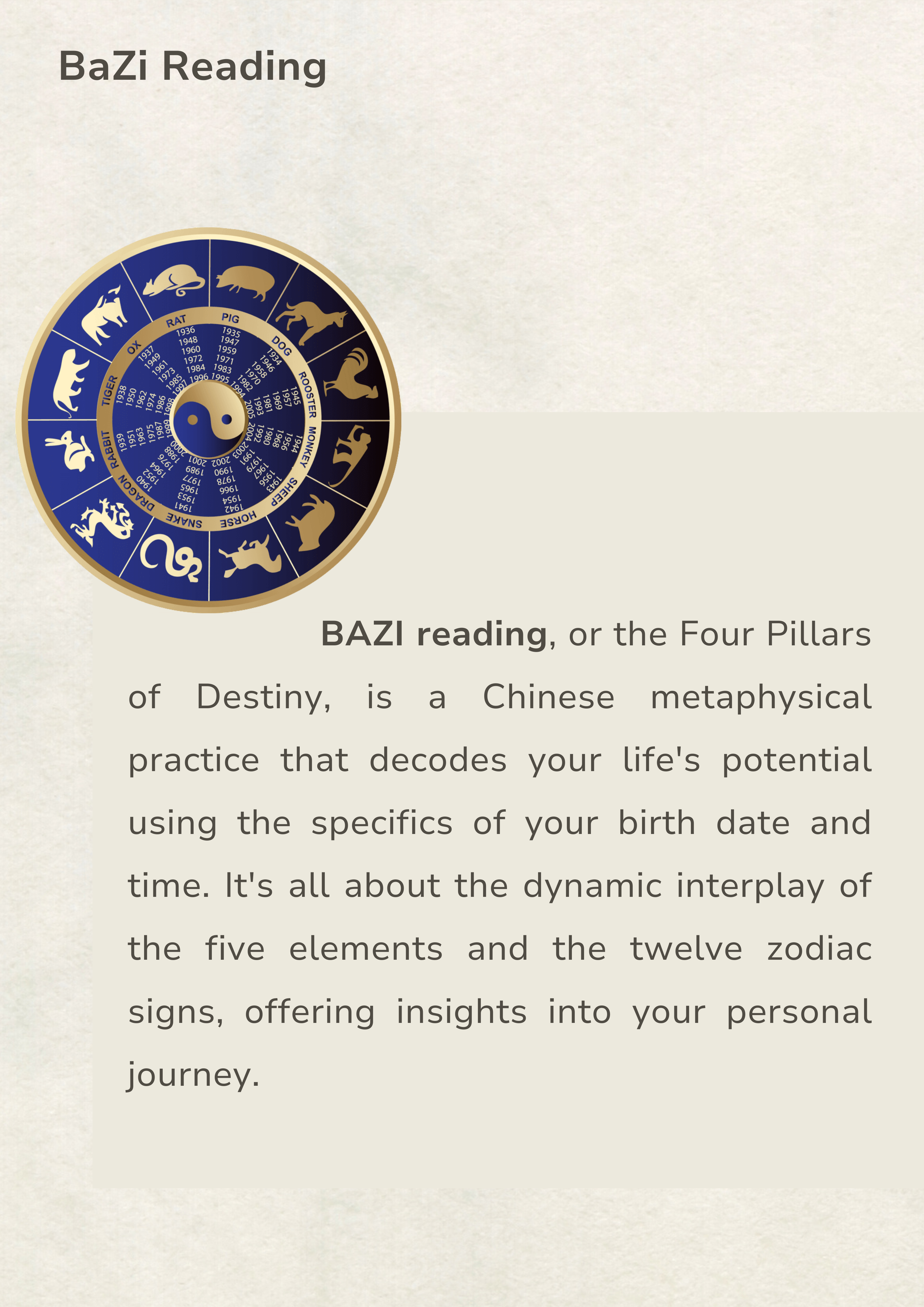 Holistic BaZi Reading & Suggestion