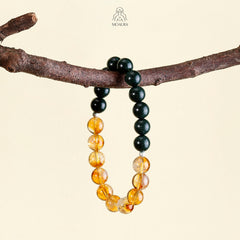 Aromatic Wood Element & Citrine Bracelet Fengshui Yinyang Bracelet