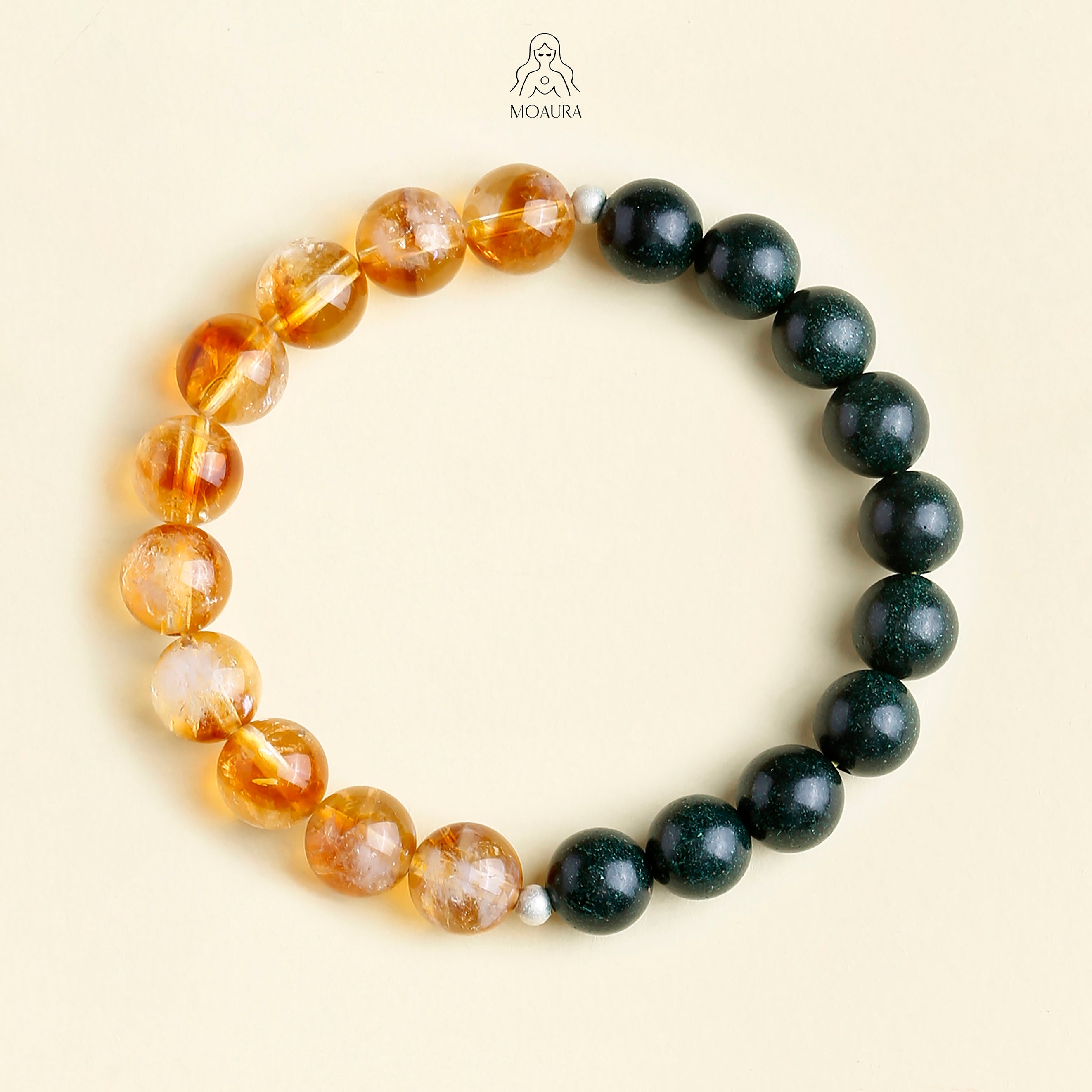 Aromatic Wood Element & Citrine Bracelet Fengshui Yinyang Bracelet