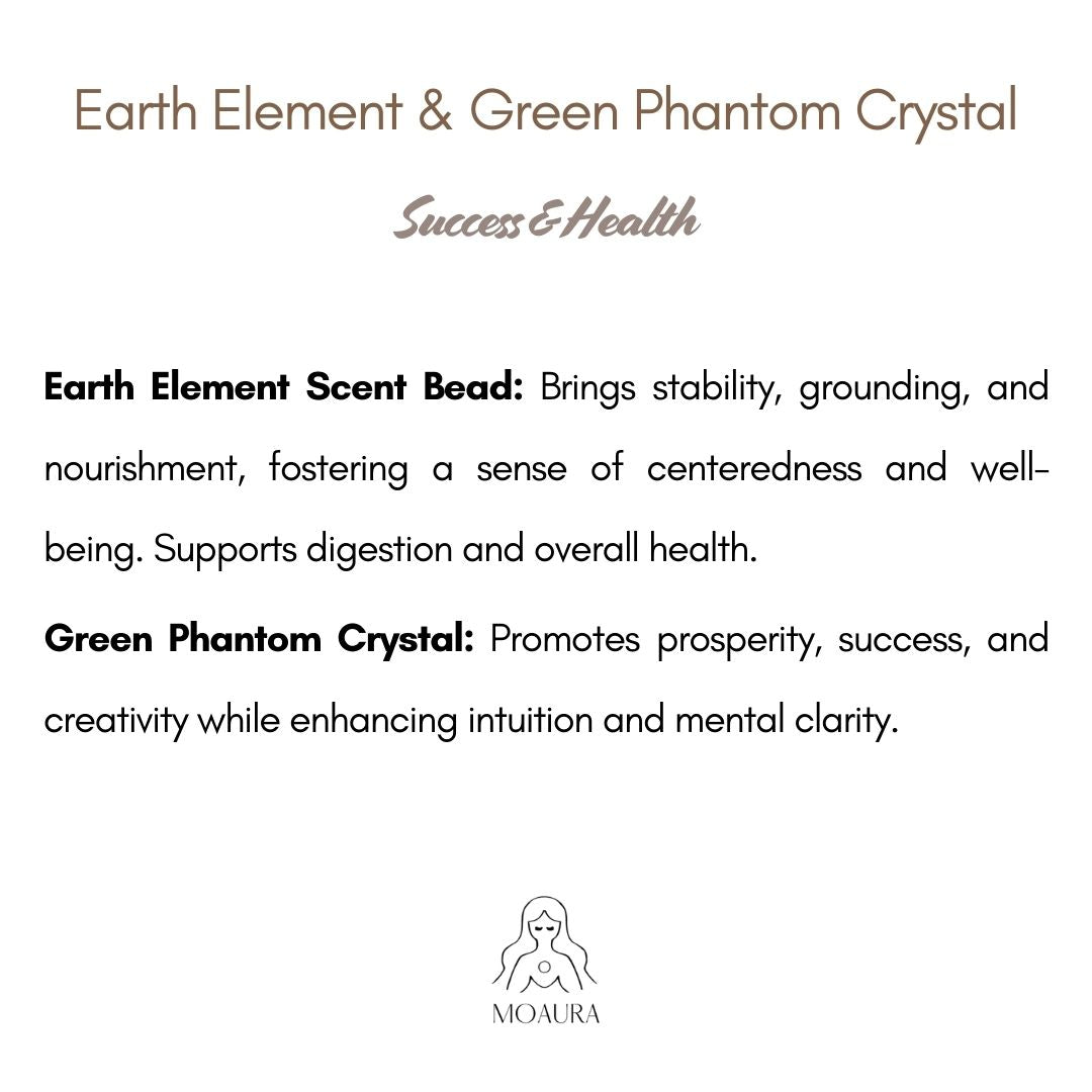 Aromatic Single Earth Element & Green Phantom Crystal Bracelet Fengshui Bracelet