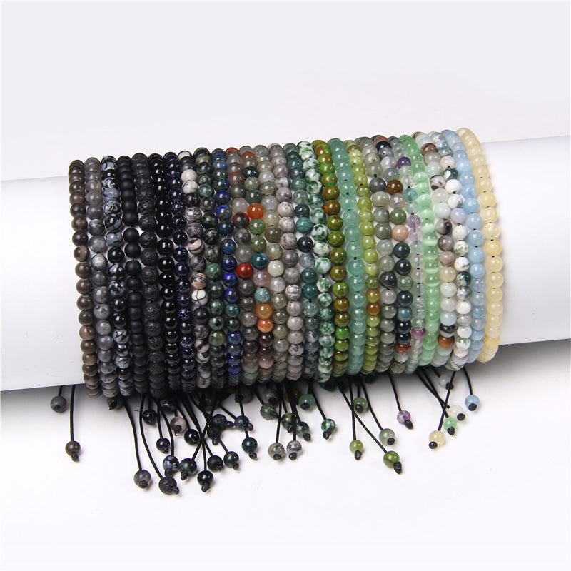 Adjustable Natural Raw Gemstone Beading Bracelet